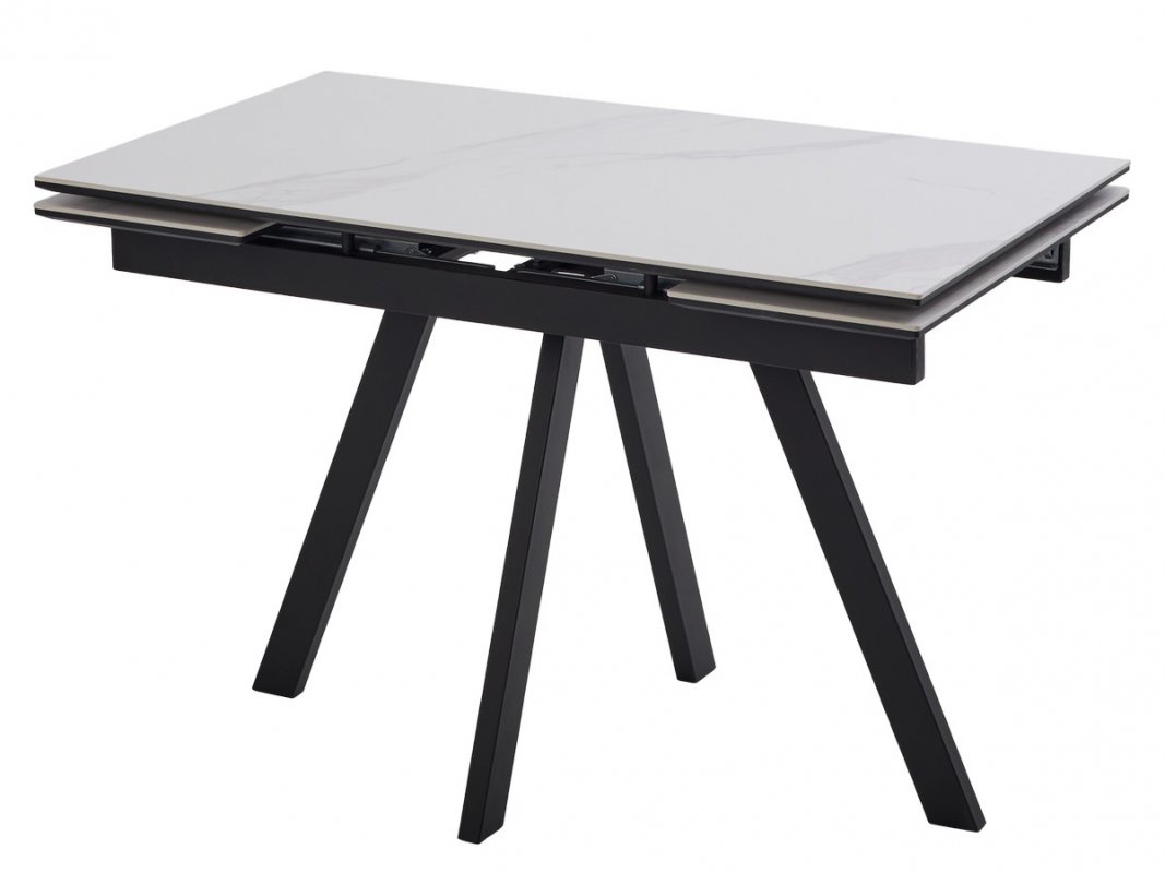 Стол НЕО-2 120 MATTE БЕЛЫЙ МРАМОР, керамика / Черный каркас, М-City