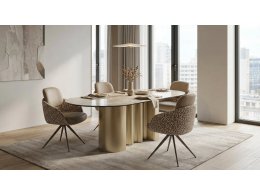 Стол ВЕНТО (VENTO) 280 ТОПАЗ TL-617, испанская керамика / Шампань каркас, ®DISAUR