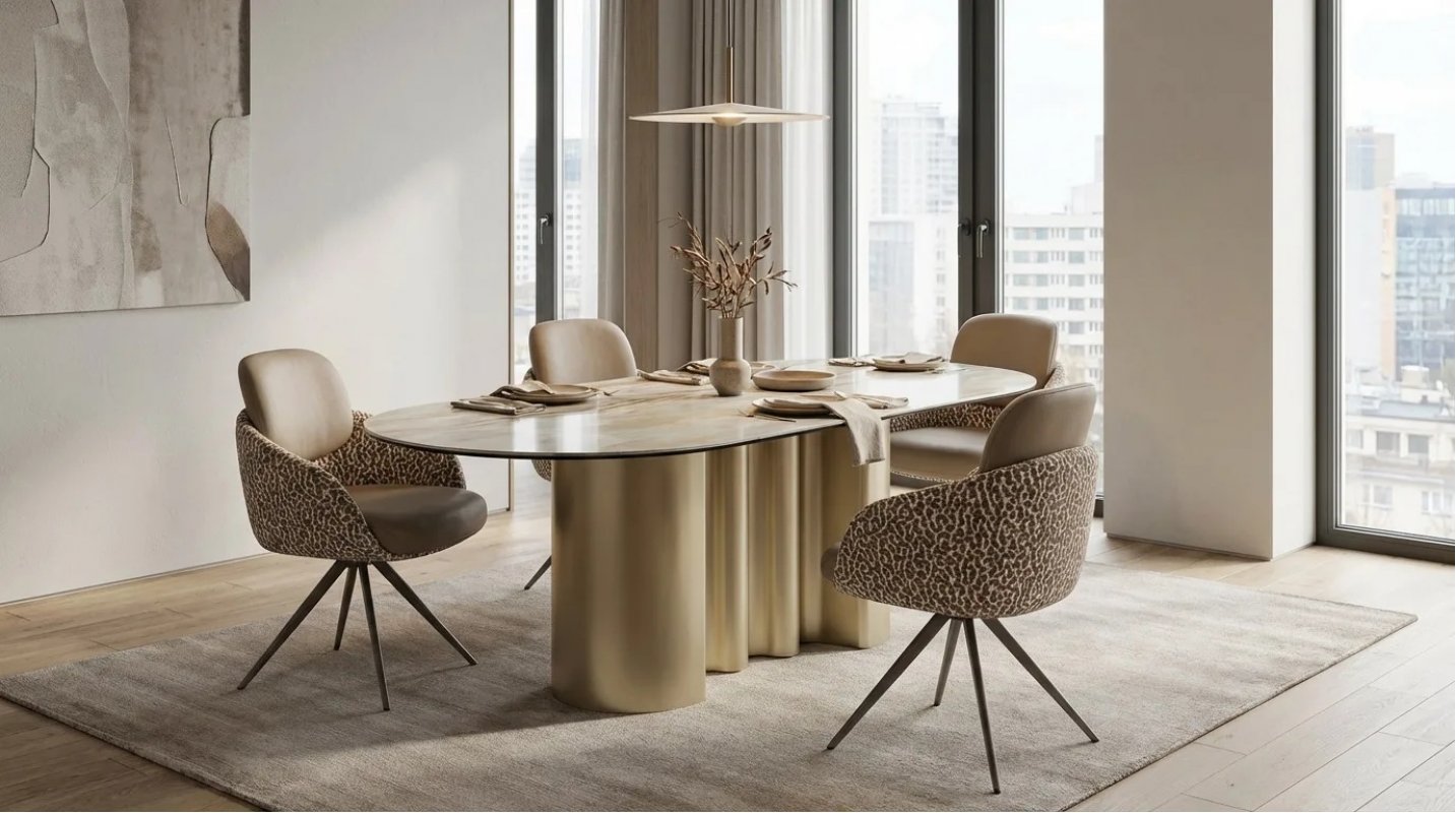 Стол ВЕНТО (VENTO) 280 ТОПАЗ TL-617, испанская керамика / Шампань каркас, ®DISAUR Стол ВЕНТО (VENTO) 280 ТОПАЗ TL-617, испанская керамика / Шампань каркас, ®DISAUR