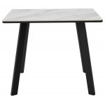 Стол ТИК ТАК 90  Белый мрамор активный, керамика / Черный каркас М-City
