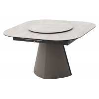 Стол RUBEN 132 TL-109 Серый мрамор, испанская керамика, стекло / Латте, ®DISAUR