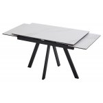 Стол НЕО-2 120 MATTE БЕЛЫЙ МРАМОР, керамика / Черный каркас, М-City