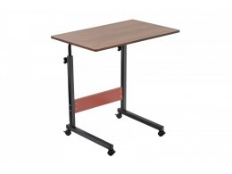 Стол многофункциональный на колесах, 60x40 см, «РОЛЛ», 2 ножки, регул.высота, мдф, металл, тёмн. дерево, черный