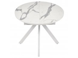 Стол Rudolf круглый раскладной 90-120x90x75см, белый мрамор, белый