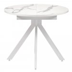 Стол Rudolf круглый раскладной 90-120x90x75см, белый мрамор, белый