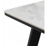 Стол ТИК ТАК 90  Белый мрамор активный, керамика / Черный каркас М-City