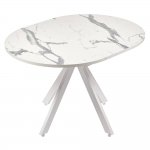 Стол Rudolf круглый раскладной 90-120x90x75см, белый мрамор, белый