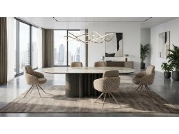 Стол ВЕНТО (VENTO) 280 ТОПАЗ TL-617, испанская керамика/ Коричневый графит каркас, ®DISAUR