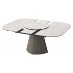 Стол RUBEN 132 TL-109 Серый мрамор, испанская керамика, стекло / Латте, ®DISAUR