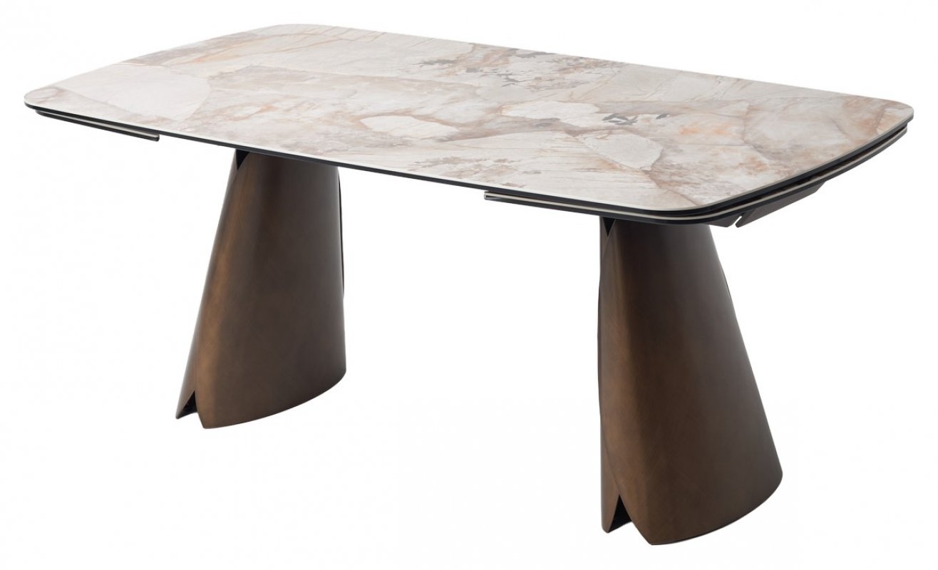 Стол IMBERT 180 GLOSS PATAGONIA, керамика на стекле/ брашированный каркас, цвет медный, ®DISAUR