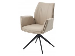 Стул YOZEF 360 град. поворот. HF017-02 Бежевый, экокожа / Черный, ®DISAUR