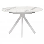 Стол Rudolf круглый раскладной 90-120x90x75см, белый мрамор, белый