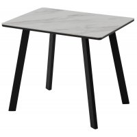 Стол ТИК ТАК 90  Белый мрамор активный, керамика / Черный каркас М-City