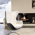 Кресло EGG STYLE CHAIR коричневый, белый, экокожа