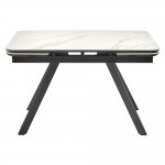 Стол Arthur раскладной 120-184x80x75см, керамогранит белый мрамор Greys White, чёрный Стол Arthur раскладной 120-184x80x75см, керамогранит белый мрамор Greys White, чёрный
