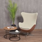 Кресло EGG STYLE CHAIR коричневый, белый, экокожа