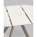 Стол круглый Миндель D100 столешница керамика белый глянец, основание металл латте