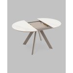 Стол круглый Миндель D100 столешница керамика белый глянец, основание металл латте