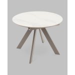 Стол круглый Миндель D100 столешница керамика белый глянец, основание металл латте