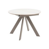 Стол круглый Миндель D100 столешница керамика белый глянец, основание металл латте