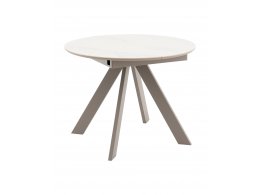 Стол круглый Миндель D100 столешница керамика белый глянец, основание металл латте