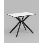Стол Мармер мини нераскладной 90х60х75 см, столешница SNOW WHITE, подстолье металл черный Стол Мармер мини нераскладной 90х60х75 см, столешница SNOW WHITE, подстолье металл черный