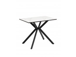Стол Мармер мини нераскладной 90х60х75 см, столешница SNOW WHITE, подстолье металл черный