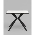 Стол Мармер мини нераскладной 90х60х75 см, столешница SNOW WHITE, подстолье металл черный Стол Мармер мини нераскладной 90х60х75 см, столешница SNOW WHITE, подстолье металл черный