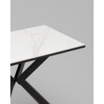 Стол Мармер мини нераскладной 90х60х75 см, столешница SNOW WHITE, подстолье металл черный Стол Мармер мини нераскладной 90х60х75 см, столешница SNOW WHITE, подстолье металл черный