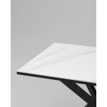 Стол Мармер мини нераскладной 90х60х75 см, столешница SNOW WHITE, подстолье металл черный Стол Мармер мини нераскладной 90х60х75 см, столешница SNOW WHITE, подстолье металл черный