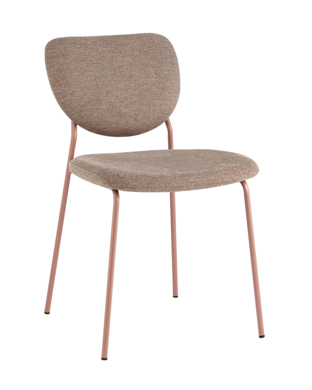 Стул обеденный Gigi шенилл коричневый розовые ножки