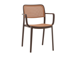 Стул Yona пластиковый с подлокотниками коричневый