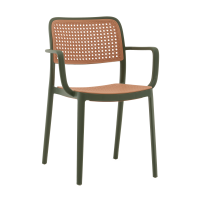 Стул Yona пластиковый с подлокотниками зелёный