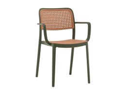 Стул Yona пластиковый с подлокотниками зелёный