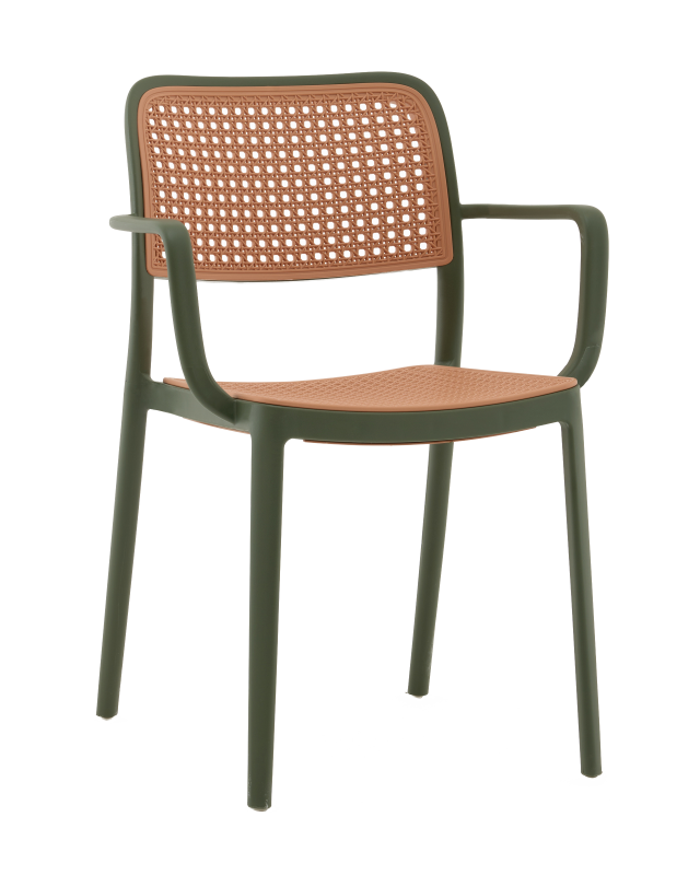Стул Yona пластиковый с подлокотниками зелёный