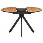 Стол Rudolf круглый раскладной 90-120x90x75см, Дуб Вотан, чёрный