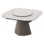 Стол RUBEN 132 TL-109 Серый мрамор, испанская керамика, стекло / Латте, ®DISAUR