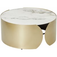 Стол журнальный BRANT KL-188 Контрастный мрамор матовый, итальянская керамика/ Шампань, ®DISAUR