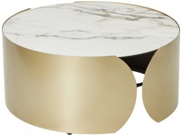 Стол журнальный BRANT KL-188 Контрастный мрамор матовый, итальянская керамика/ Шампань, ®DISAUR