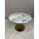 Стол обеденный круглый Остин BS212-100LG, 100х76 см, светло-серый мрамор/золото