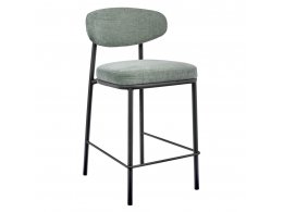 Стул полубарный Lucas 2 шалфей шенилл с чёрными ножками