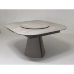 Стол RUBEN 132 TL-109 Серый мрамор, испанская керамика, стекло / Латте, ®DISAUR