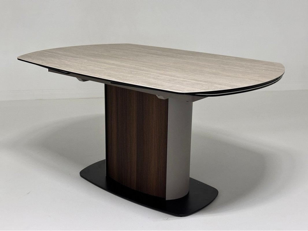 Стол ДАГФИН (DAGFINN) 160 цвет TL-109 боковая система раскладки, исп. керамика / КОФЕ/ ОРЕХ, ®DISAUR