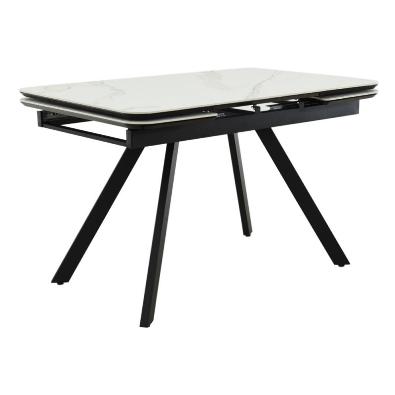 Стол Arthur раскладной 120-184x80x75см, керамогранит белый мрамор Greys White, чёрный Стол Arthur раскладной 120-184x80x75см, керамогранит белый мрамор Greys White, чёрный