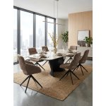 Стол ЛАВА (LAVA) 200 БЕЖЕВЫЙ МРАМОР TL-616, испанская керамика / Черный каркас, ®DISAUR