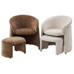 Кресло+оттоманка HUG AT5139-13 Коричневый, ткань/каркас металл в обивке AT5139-13 ®DISAUR