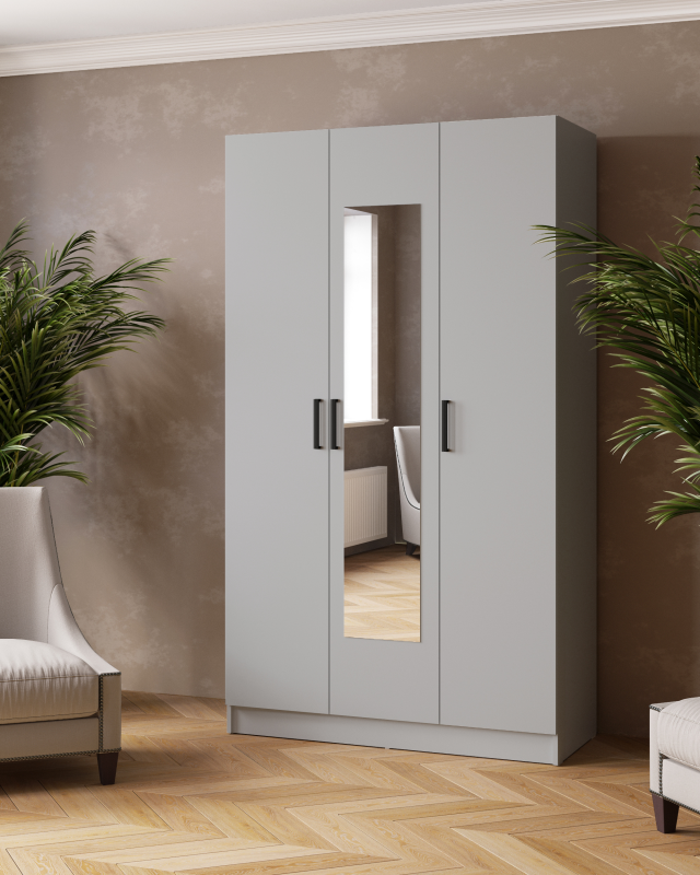 Шкаф комбинированный Ларс (1,2) с зеркалом камень серый