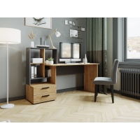 Компьютерный стол СКМ-5 графит серый/дуб крафт золотой