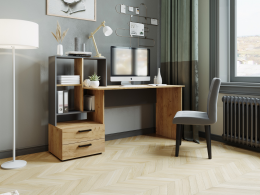 Компьютерный стол СКМ-5 графит серый/дуб крафт золотой