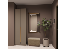 Прихожая Голд Бостон Шкаф Ш-600 (600х2103х350) (Бежевый(Глинянный/серый)